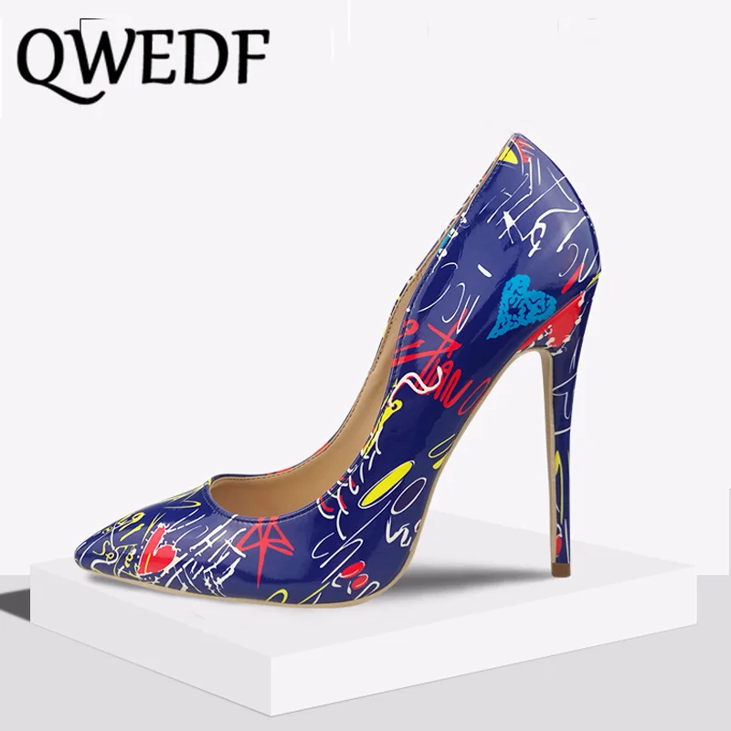 

QWEDF Explosive models shoes pointed shallow mouth bold fancy high heels European and American large size women's shoes GB-54