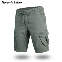NaranjaSabor новые шорты мужские летние рабочие хлопковые шорты повседневные мужские Свободные Комбинезоны с несколькими карманами Мужская брендовая одежда N520
