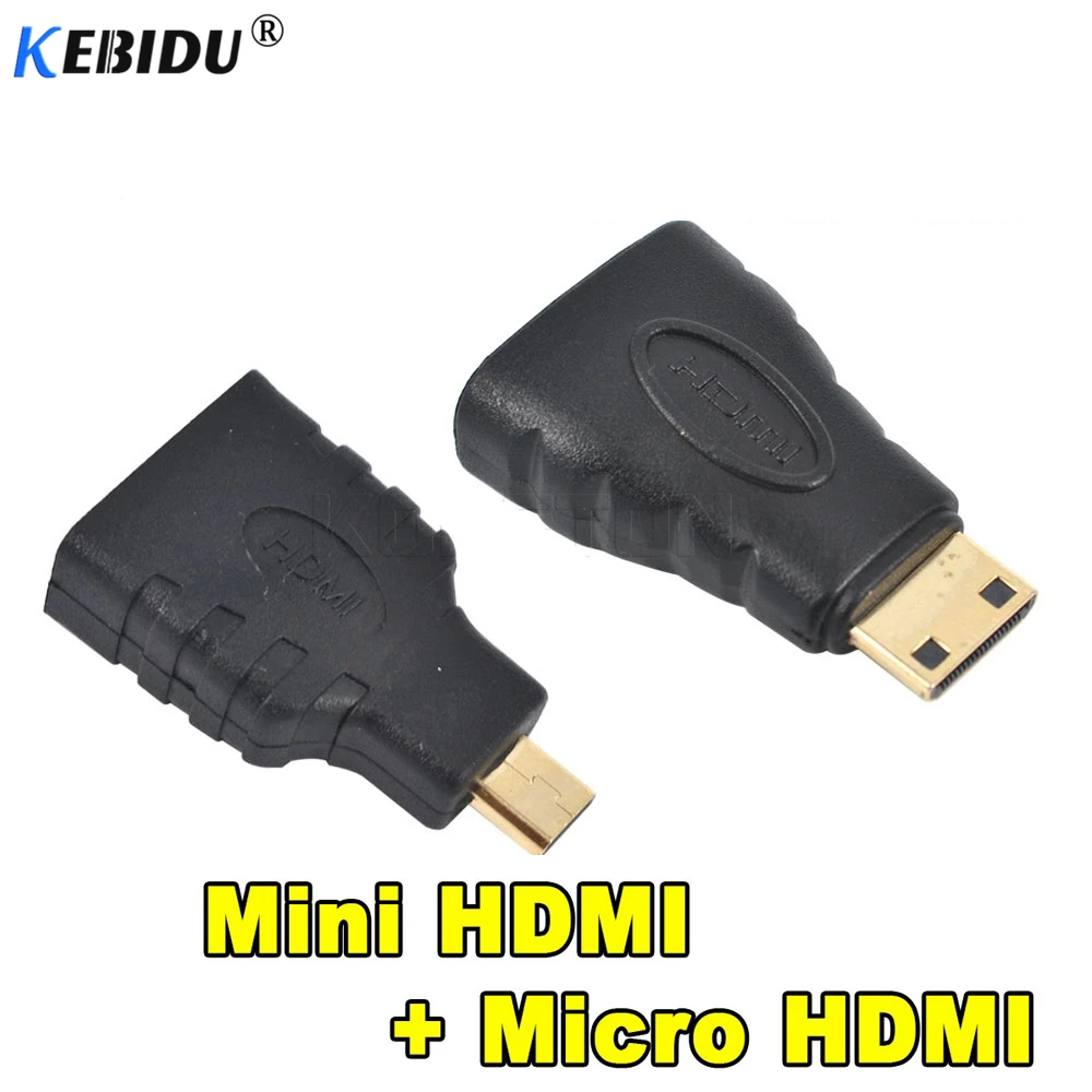

kebidu 1080P 1set HDMI to Micro HDMI + HDMI to Mini Converter Gold Plated HD Extension Adapter Connector for Video TV for Xbox