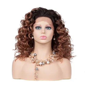

Hot Selling Kinky Curly Synthetic Lace Front Wig High Quality Synthetic Fibre JINGFA Hair