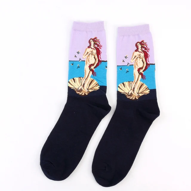 Dropshopping The Starry Night/Mona Lisa/The Scream Van Gogh Modern Oil Paint Cotton Socks Art Abstract Happy Funny Women Socks Socks 6