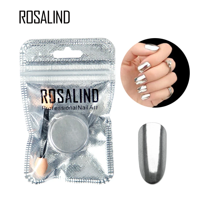 

ROSALIND 1PCS Nail Gel Polish Chrome Pigment Decoration Nail Glitter Aluminum Flakes Magic Mirror Effect Powders Sequins