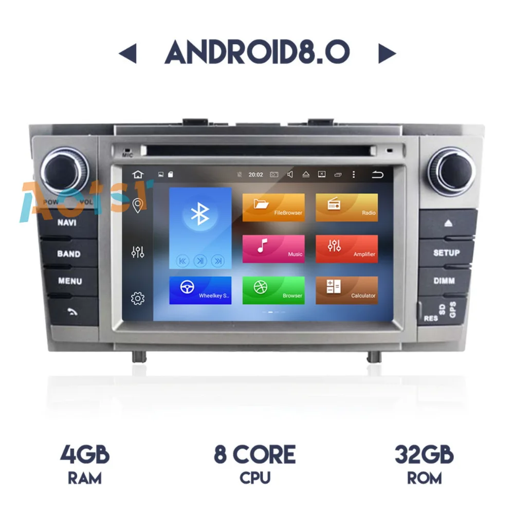 Best 7"8 Core Android 8.0 Car CD/DVD Player Stereo GPS Navigation Car Radio For Toyota Avensis T27 2009 2010 2011 2012 2013 2014 2015 1
