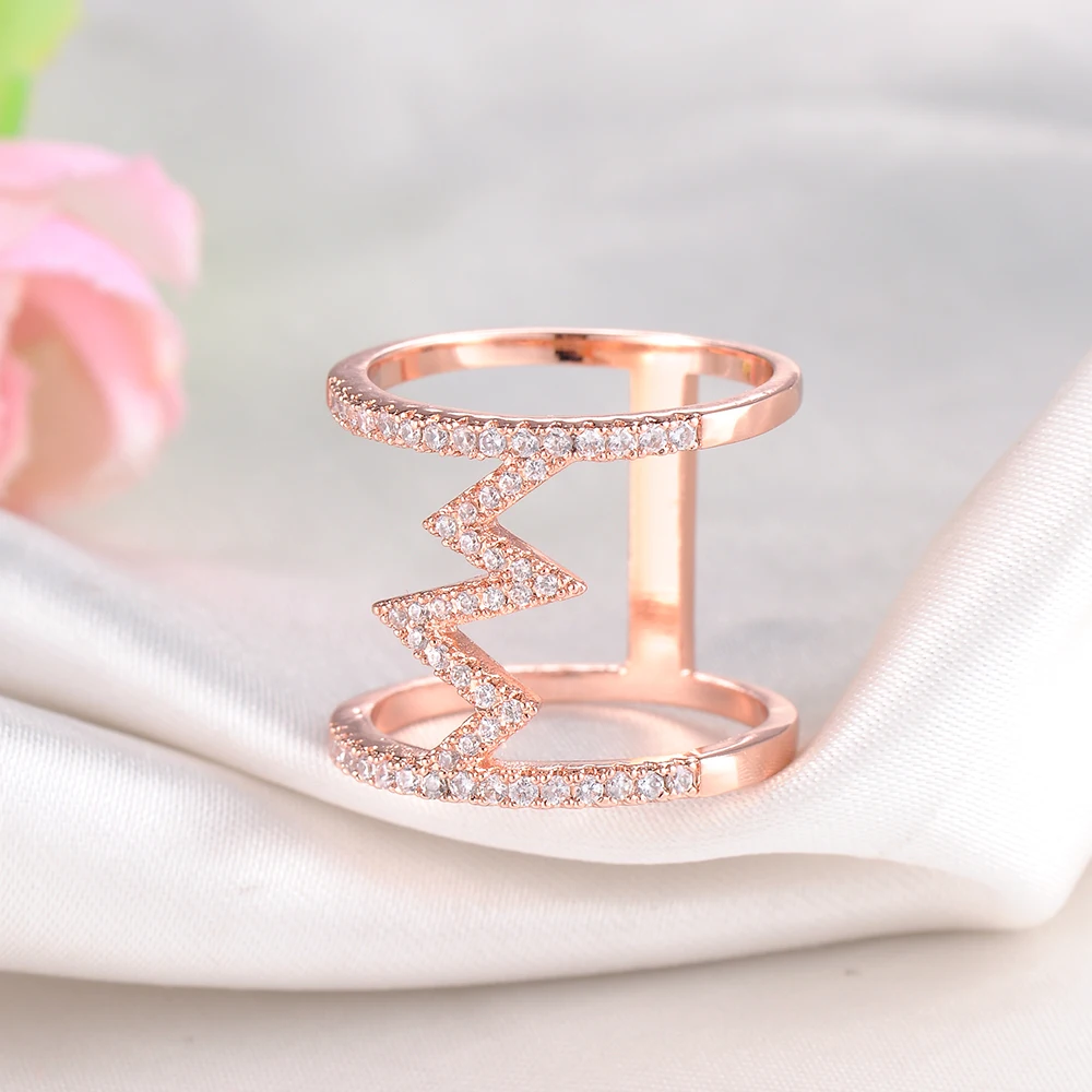 DEVOLOVE панк кольцо из розового золота Цвет кольца Мода геометрический Свадьба Bague