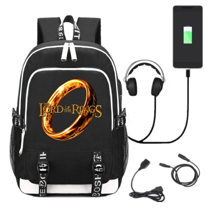 

New The Lord of the Rings USB Backpack Travel School Bag Bookbag for teenagers Casual Laptop Shoulder Bags