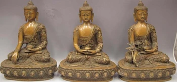 

8.5 Tibet Buddhism Temple Copper Bronze Three saints Sakyamuni Buddha Statue Set