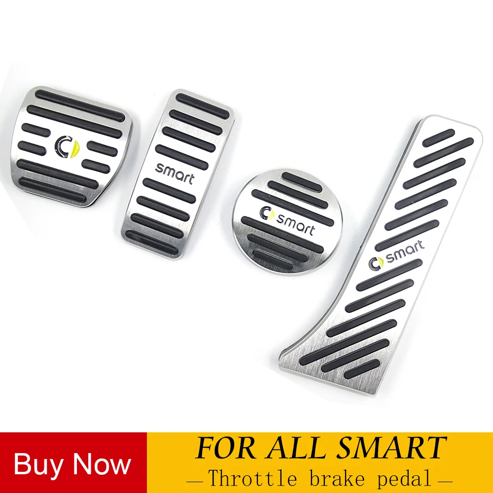1pair Non-slip aluminum alloy throttle brake pedal cover for Mercedes-Benz Smart Forfour Fortwo 453