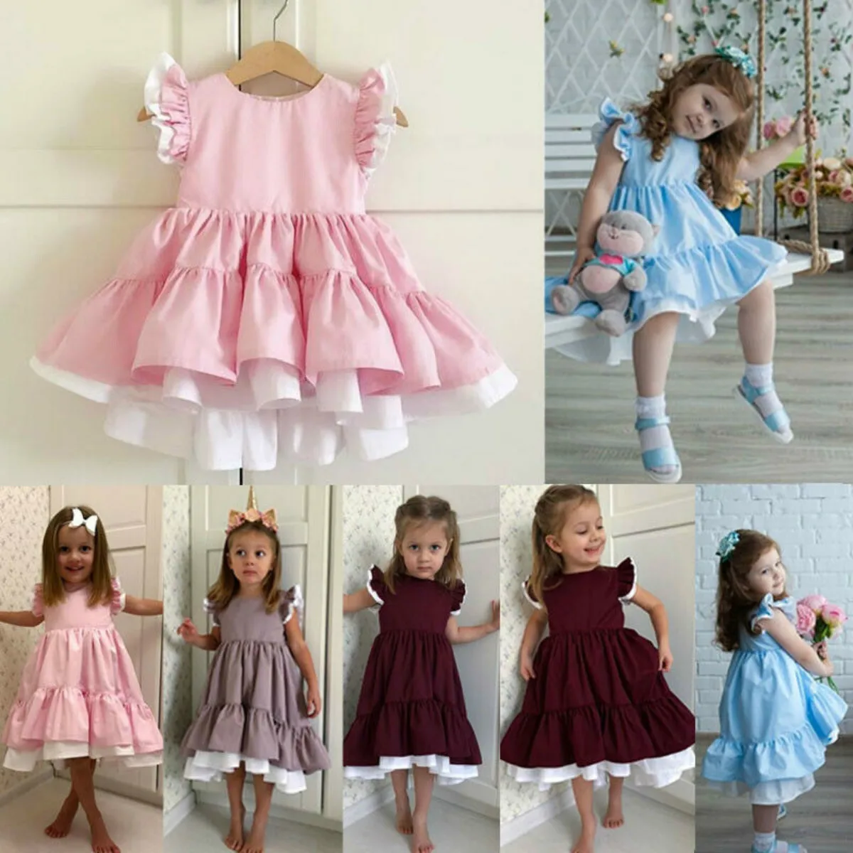 

Pudcoco 2019 New Brand Toddler Kids Baby Girls Party Pageant Princess Tutu Dress Sundress Clothes