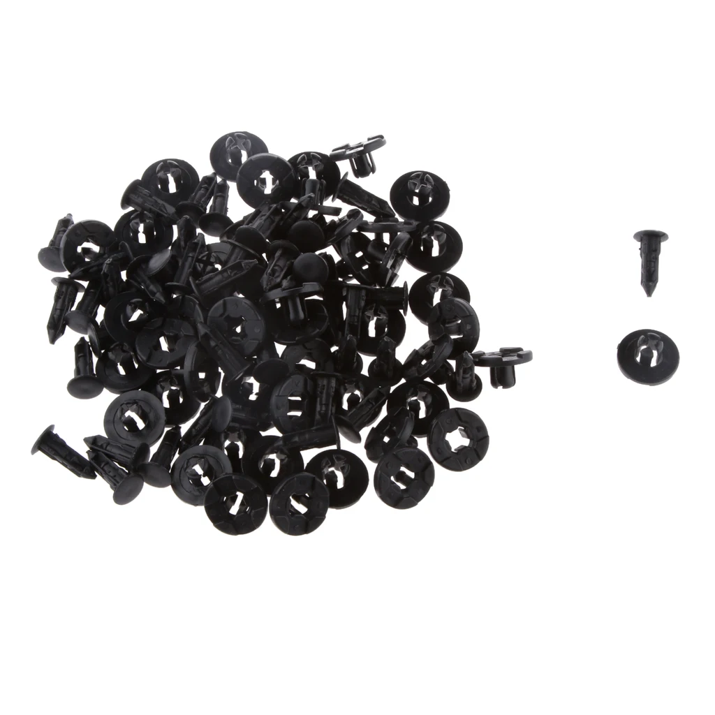 50pcs 8mm Hole Nylon Rivets Fastener Bumper Fender Push Type Clips 01553-09321 for Nissan