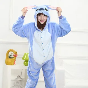 Пижамы для женщин, кигуруми, женские пижамы с единорогом, наборы пижамы с животными, зимние пижамы с животными, шитая Пижама с единорогом, onesie Nightie - Цвет: Blue stitch