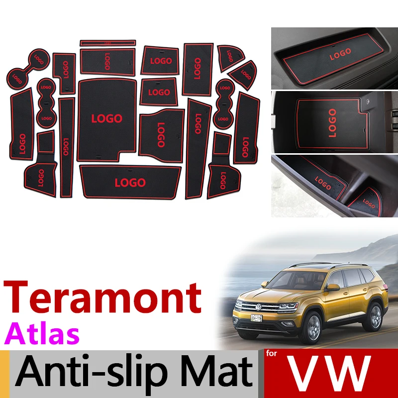 Противоскользящие резиновые ворота Слот коврик чашки коврики для VW Teramont Atlas Volkswagen внутренние аксессуары наклейки стиль