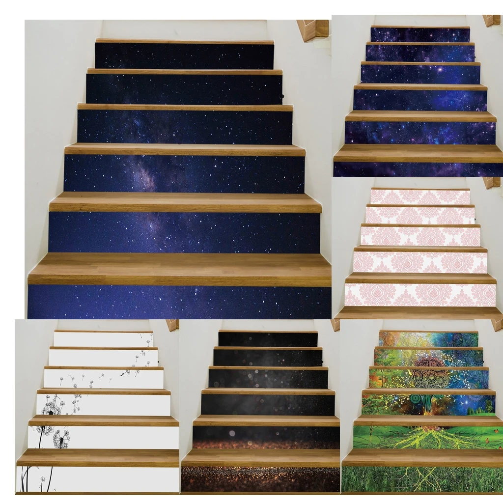 

Starry Scenery Stair Stickers Vinyl Decal Step Tape Sticker Murals 6Pcs Set for Home Shop Cafe Bar Decor Morrocan