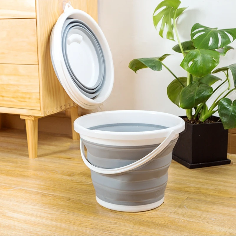 Cubo plegable de 10 l, Cubo de silicona portátil de pesca al aire libre plegable cubo redondo de cocina/lavado de coches/pesca/cubo