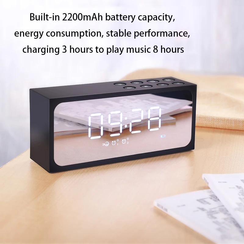 

Multifunction Noiseless LED Mirror Despertador Digital Display Alarm Clock Time Mini Bedside Temperature Electronic Clock