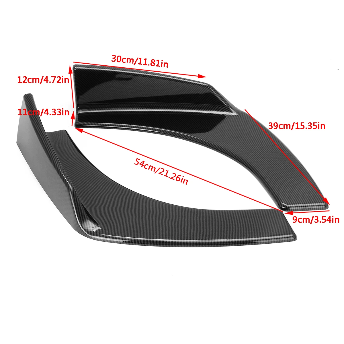 A Pair Carbon Fiber Look/Black Universal Car Front Bumper Splitter Lip Bumper Deflector Spoiler Diffuser Canard Lip Protection