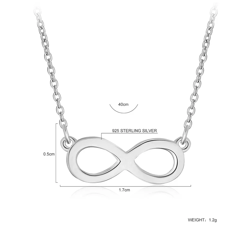 Fashion Infinite Symbol Pendant Necklace 925 Sterling  Silver 8 Shape Necklaces Clavicle Necklaces Jewelry for Women (2)
