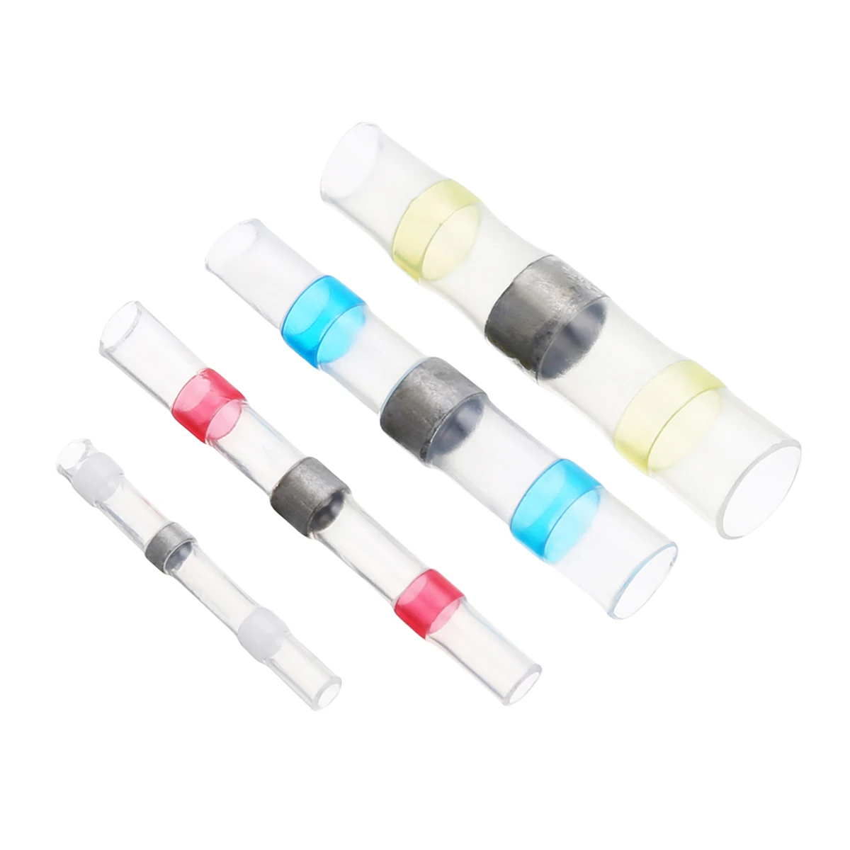 100Pcs Mixed Heat Shrink Sordering Terminals Solder Sleeve Tube Electrical Wire Splice Butt Connectors Kit with Box