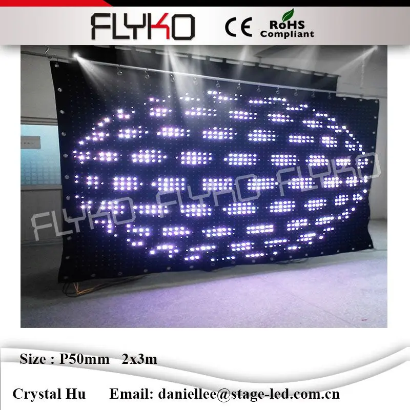 

High brightness PC controller P5cm 2x3m easy installation foldable led video display led video curtain led curtain
