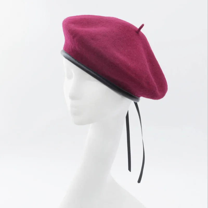 Стиль, Весенняя шерстяная винтажная шерстяная зимняя женская кожаная вязаная шапка французского художника, повседневная шапка художника