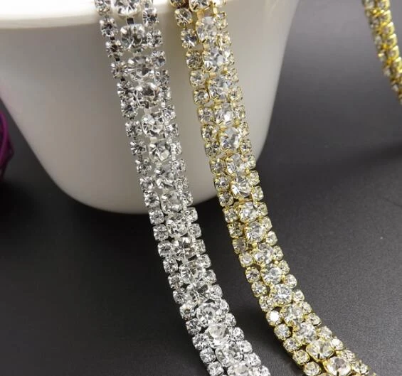 From 1 to 4 Rows Crystal White Rhinestones Chain DIY Clothes Rhinestones  for Decoration - China Rhinestone and DIY Rhinestone price