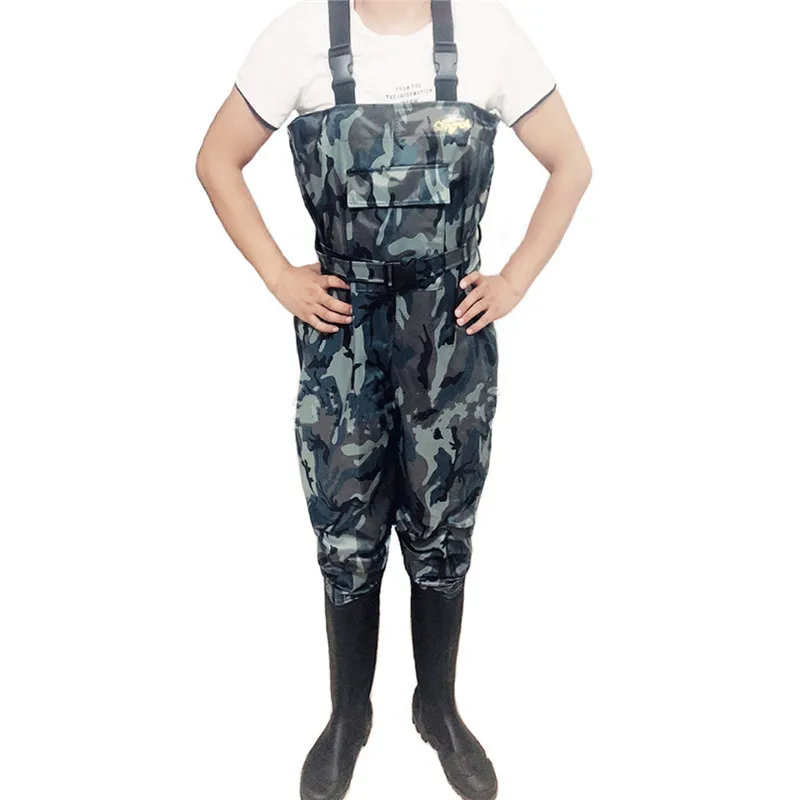 Camouflage 0.34mm Breathable Fishing Waders Waterproof Nylon+PVC Fabric