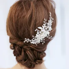 NPASON потрясающий цветочный головной убор для невесты, серебряная расческа для волос, украшение для женщин на выпускной, свадебные аксессуары