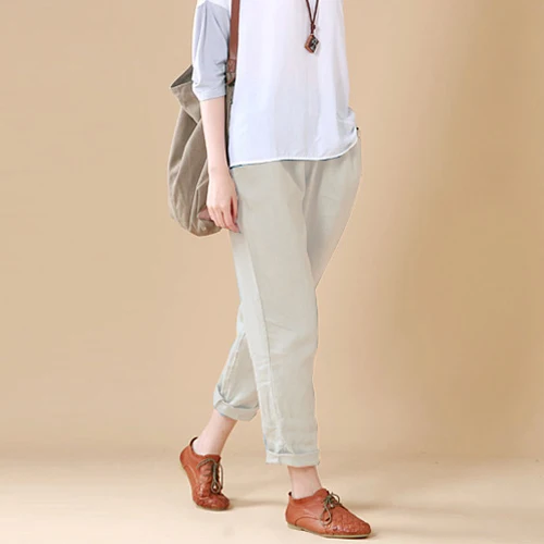 

2017 Palazzo Pants Loose Linen Pants Elastic Waist Was Thin Cotton Slacks Feet Pantyhose Women Xxxxl Xxxxxl Women's