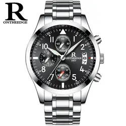 ONTHEEDGE классический Нержавеющая сталь Для Мужчин's полит светящийся циферблат и руки часы Элитный бренд спортивные часы Relogio