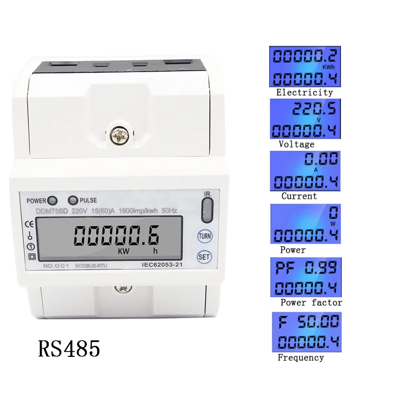 ЖК ac220V 230 V 50 Гц 60 5 80A RS485 (MODBUS RTU) удаленного счетчика функция подсветки счетчик