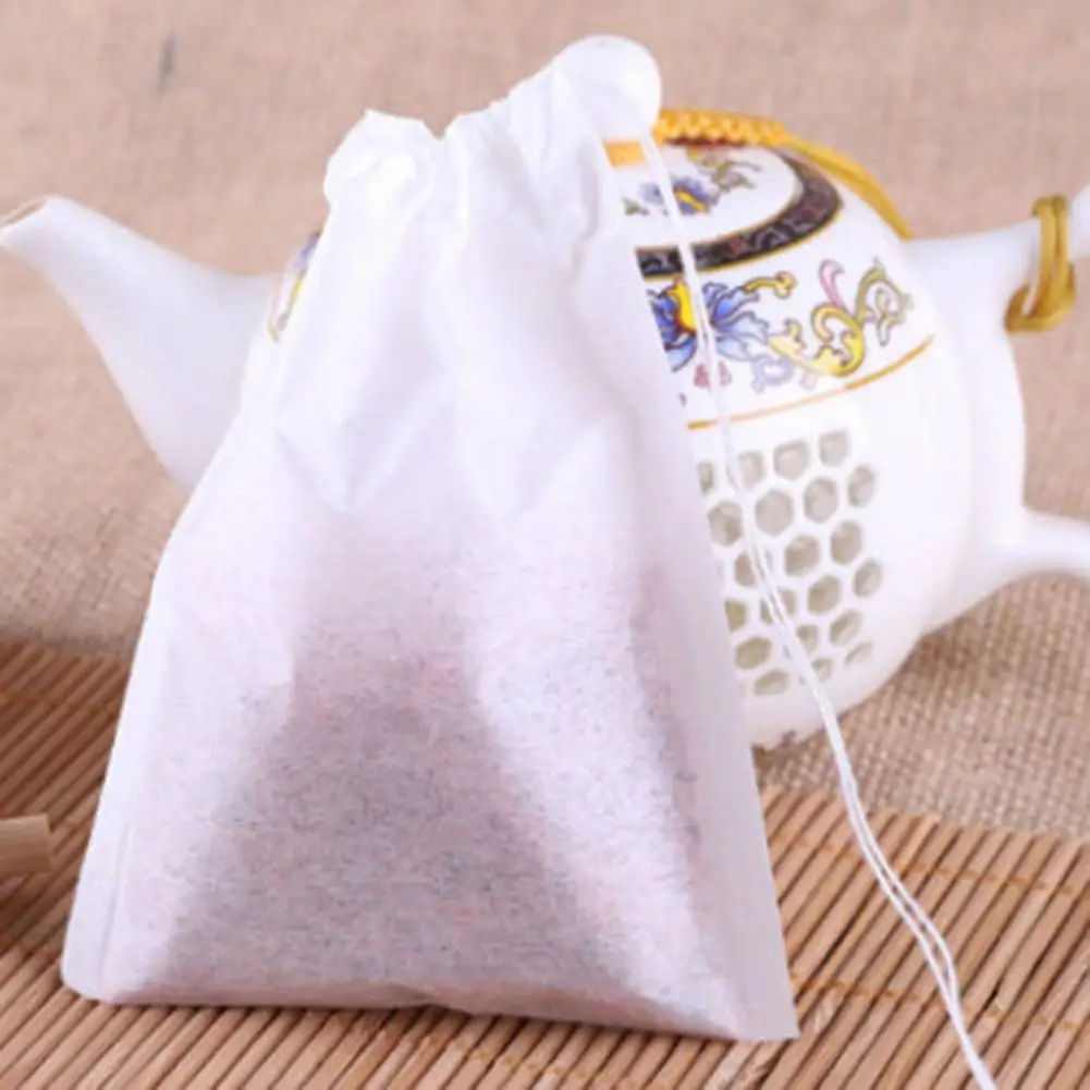 

100Pcs Teabag Strainer Infuser Drawstring Seal Herb Loose Tea Filter Paper Bags