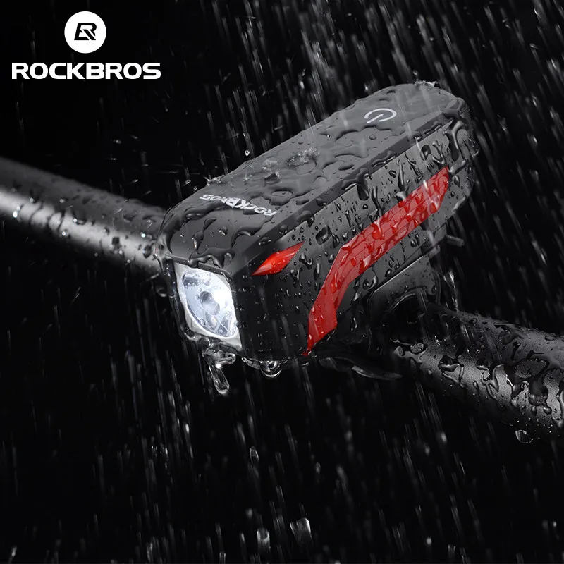 ROCKBROS Rechargeable2 в 1 свет велосипед колокол Рог 350 Люмен USB MTB велосипед передний свет электрический звонок фонарик Водонепроницаемый