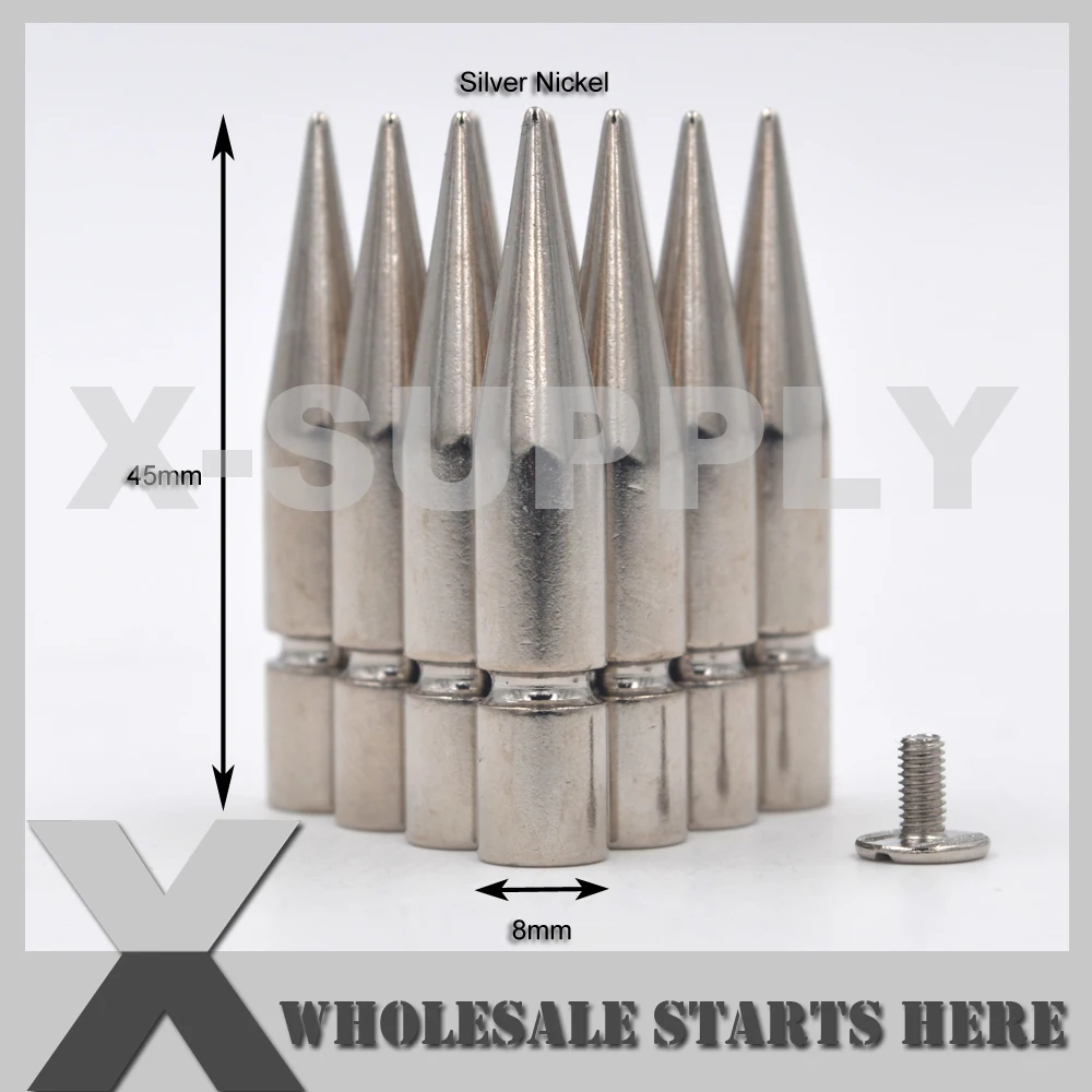 

(8x45mm) Metal Silver Screw Back Tree Spike Stud/Brass Material,used for Leather Craft,Jeans,Hats,Shoes,Decorations