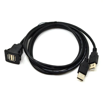 

Dual Ports Square USB 2.0 Panel Flush Mount Extension Cable With Buckle for Car Truck Boat Motorcycle Dashboard 3ft 1m