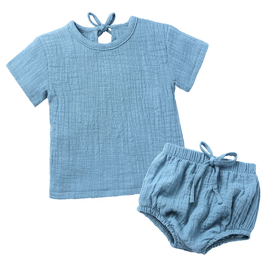 Одежда для мальчиков новорожденных наряды для маленьких мальчиков из хлопка и льна футболки шорты пижамы летняя детская Костюмы комплект От 1 до 3 лет