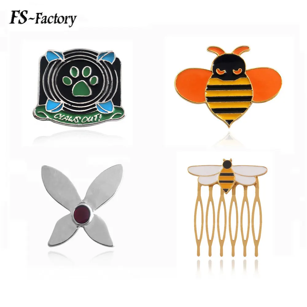 

Purple Stone Butterfly Brooch Cat Noir Green Paw Print Enamel Pins Brooches Women Men Jewelry