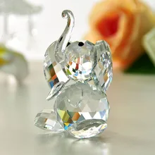 H&D Crystal Cute Elephant Figurine Collection Cut Glass Ornament Statue Animal Collectible