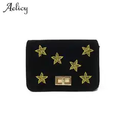 Aelicy мода велюр с принтом со звездой Для женщин сумки Винтаж Для женщин Crossbody сумки Высокое качество Для женщин сумка бархатная кожа Винтаж