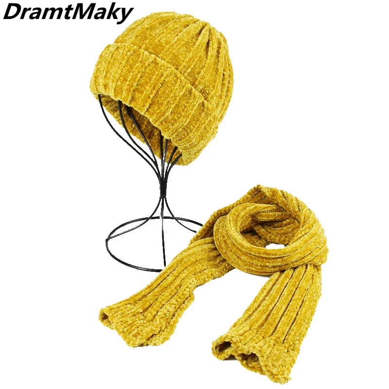 

Parent-child suit Women's winter Knitted Hat Scarf Caps Neck Warmer Winter Hats Muffler For children boy girl Skullie Beanie Cap