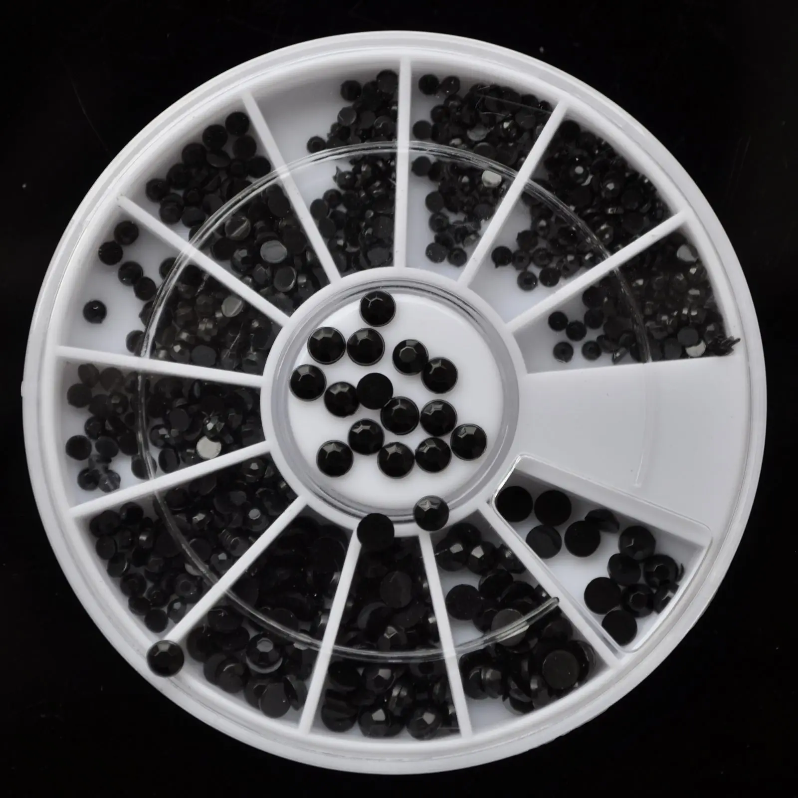 

1.5mm 2mm 3mm Nail Art Beads DIY Phone Case Black Rhinestones Flat Back Nail Design Stones Wheel N33