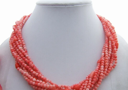 

Jewelr 004963 9Strds Pink Coral Necklace