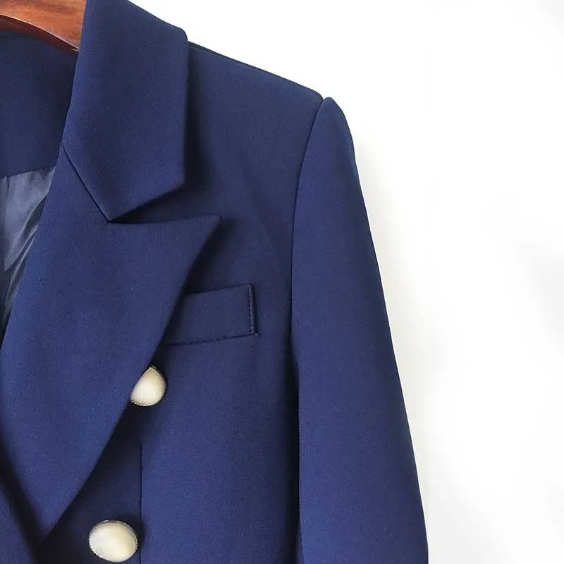 U SWEAR Spring Formal Blue Women Blazer Notched Long Sleeve Pockets Button Loose Slim Female Top Coat 2019 Fashion