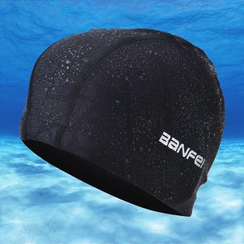 2016 New Nylon Earmuffs Waterproof Swimming Cap Sports Swim Pool Bathing Caps for Men and Women