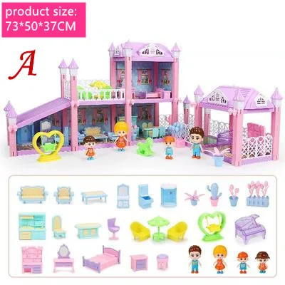 Детская принцесса, большая семья, замок, вилла, пластиковая головоломка, сборка, сделай сам, кукольный дом, 3 года, игрушки для детей, игрушки, подарок на день рождения - Цвет: A