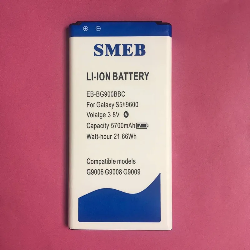 High Capacity SMEB 5700mAh EB BG900BBC for Samsung galaxy S5 Battery ...