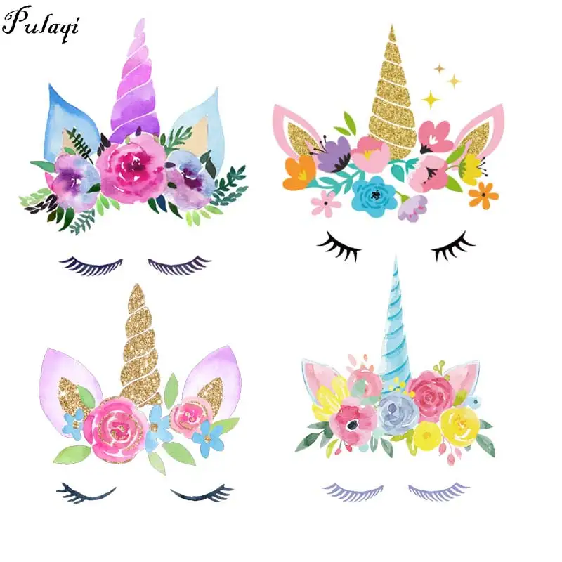 

DIY Cartoon Unicorn Stickers Iron On Transfers For Clothing Heat Transfer Iron Print For Clothing Sticker Stripe On Clothes F