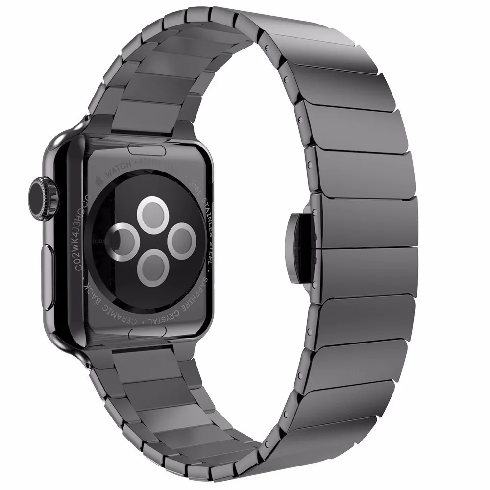 Ремешок из нержавеющей стали для Apple Watch 4, 3, браслет для iwatch 4, 3, 38, 40, 42, 44 мм, застежка-бабочка, застежка-липучка, ремешок