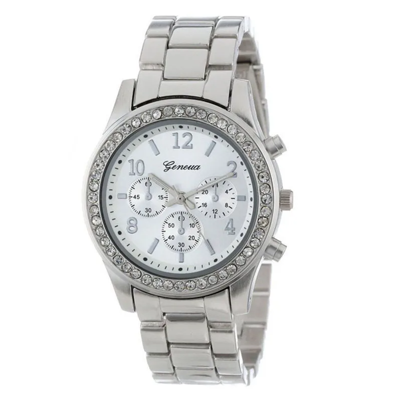 

2018 Fashion Dress Women Men WatchesFaux Chronograph Quartz Plated Classic Round Crystals Watch Casual Clock