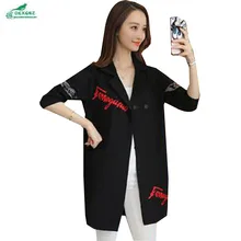 OKXGNZ Весенняя женская одежда Корея Новая мода большой ярдов досуг пальто вязаный кардиган средней длины костюм пальто QQ113