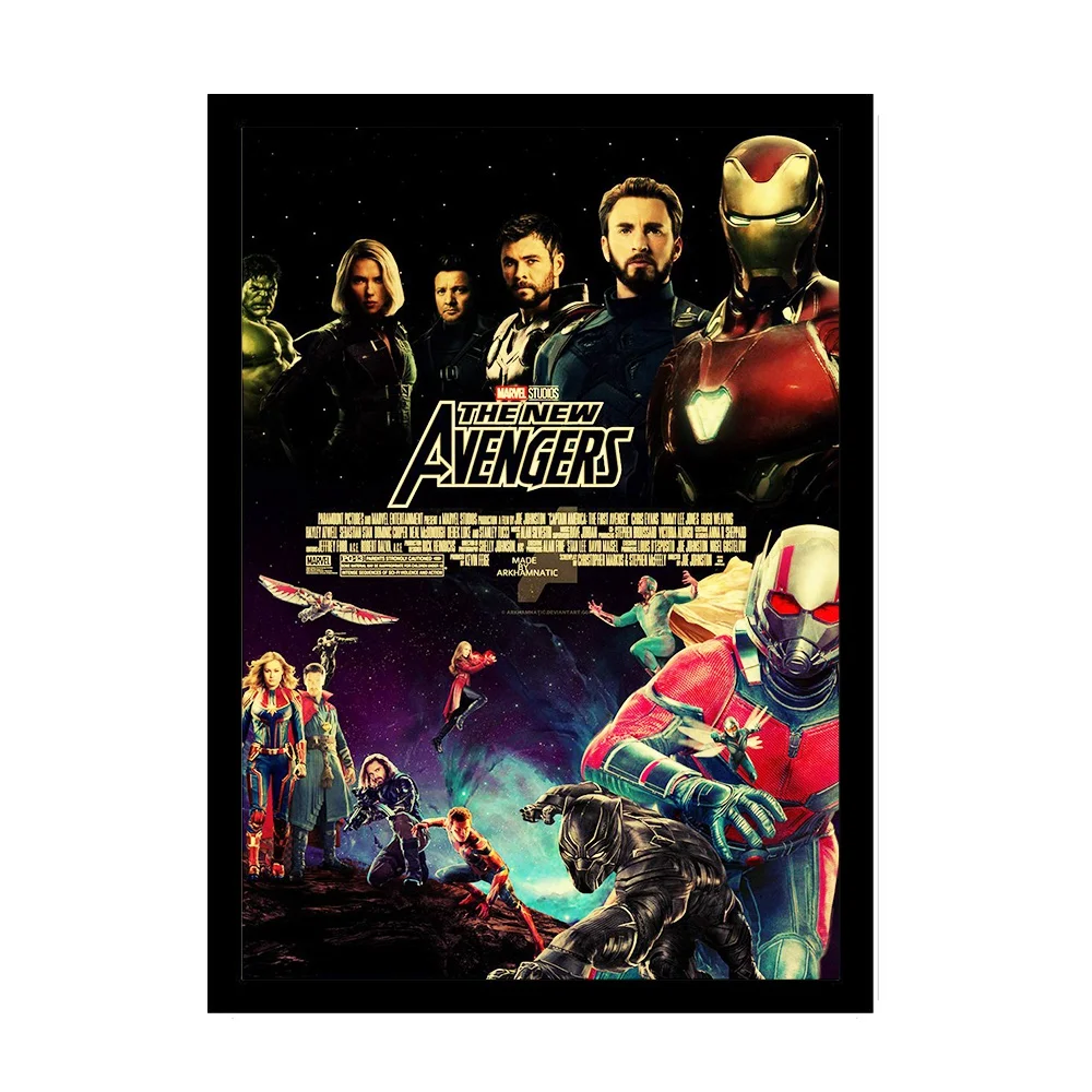 Постер из крафт-бумаги с героями фильма Marvel, Мстителями, супергероями, ретро постером и принтами, наклейка на стену для кафе и комнаты, художественная живопись