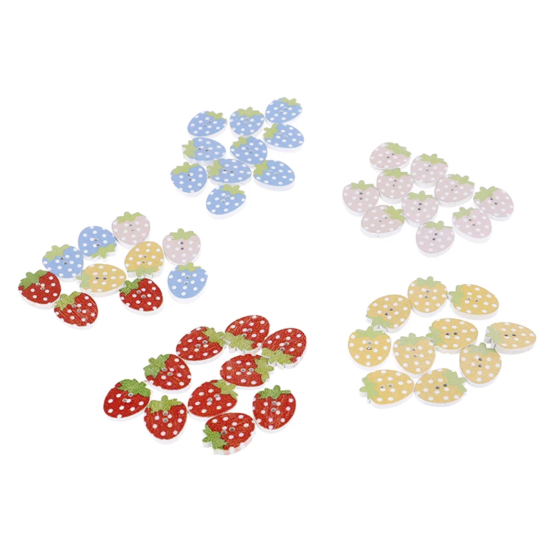 

Hot 10pcs Fruit Strawberry wood button for Crafts wooden buttons sewing seam scrapbooking accessories